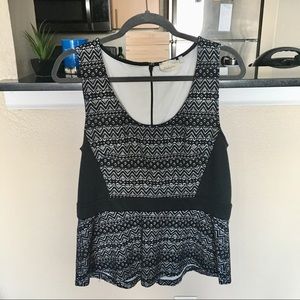 Deletta Sculpted Lace Black Peplum Top